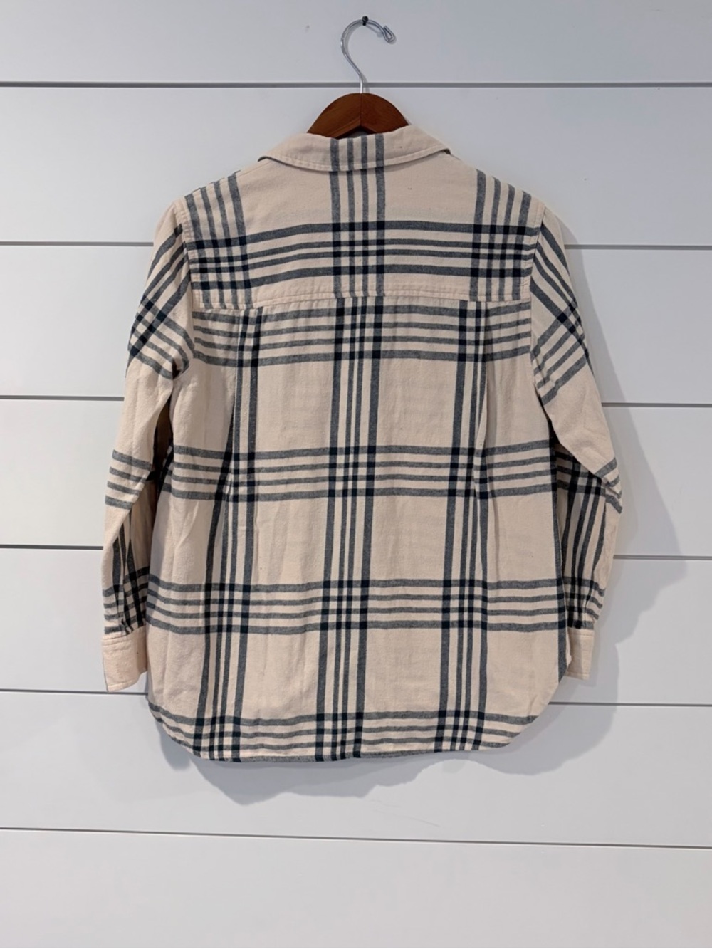 Madewell Plaid Flannel Shirt Small Neutral Cottagecore Casual - Picture 5 of 8